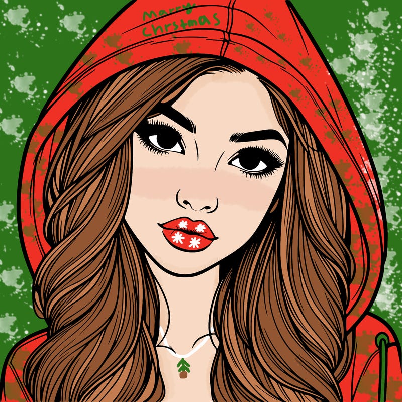 realistic beautiful girl with a hood on
