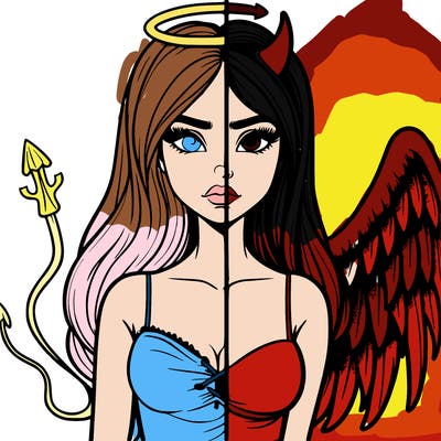 devil vs angel realistic girl