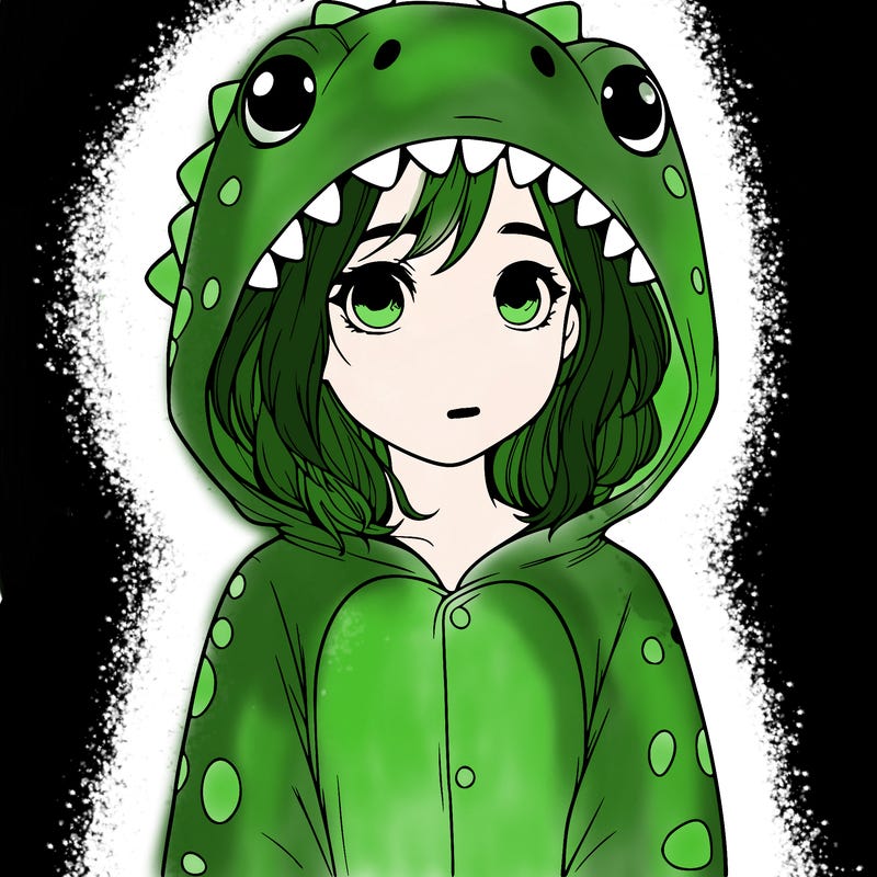 a girl in a dinosaur onesie realistic