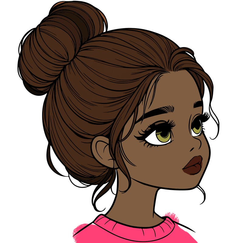 realistic girl with bun