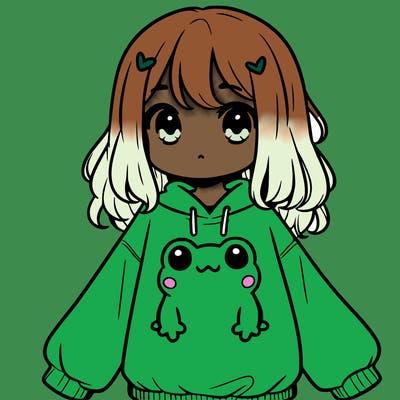 girl wearing frogging sweatshirt