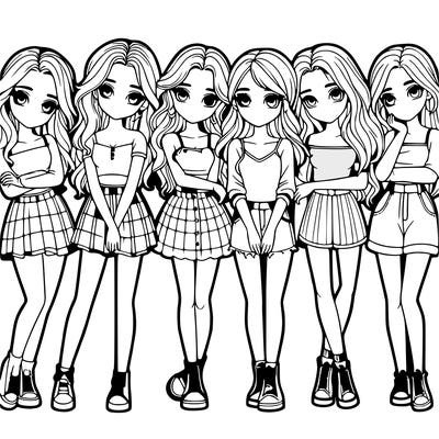 a group of girls realistic