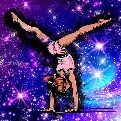 realistic gymnastic hand stand girl in four splits