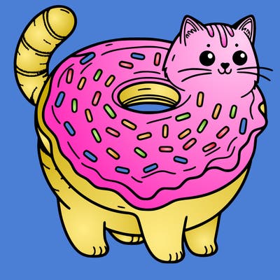 cat turned into donut