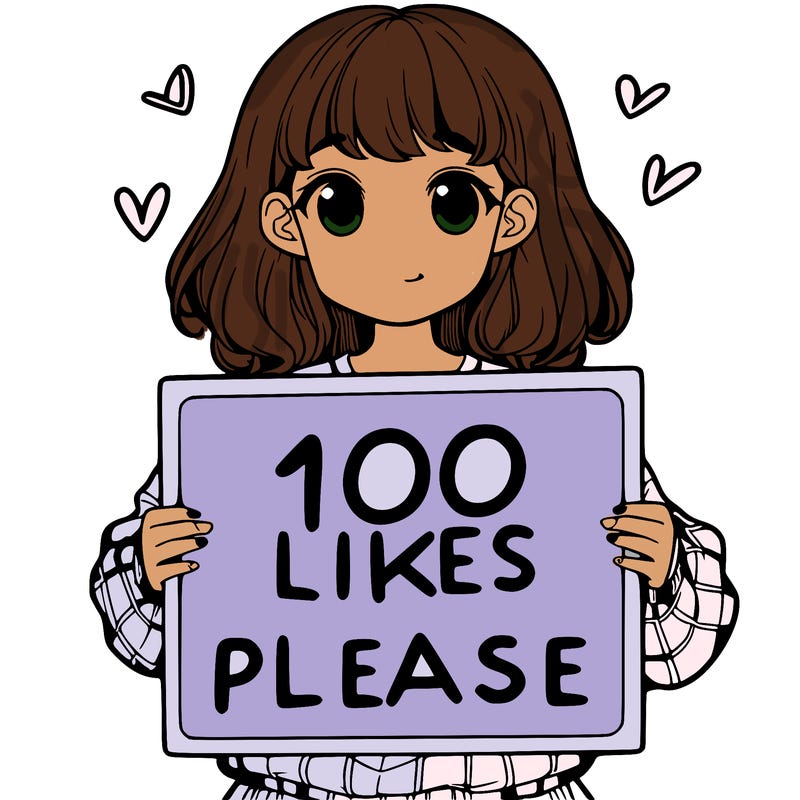 a girl holding a sign saying 100 likes please