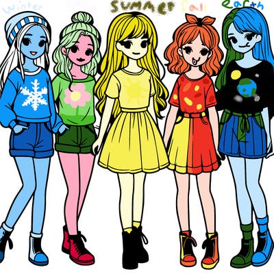 a group of five girls