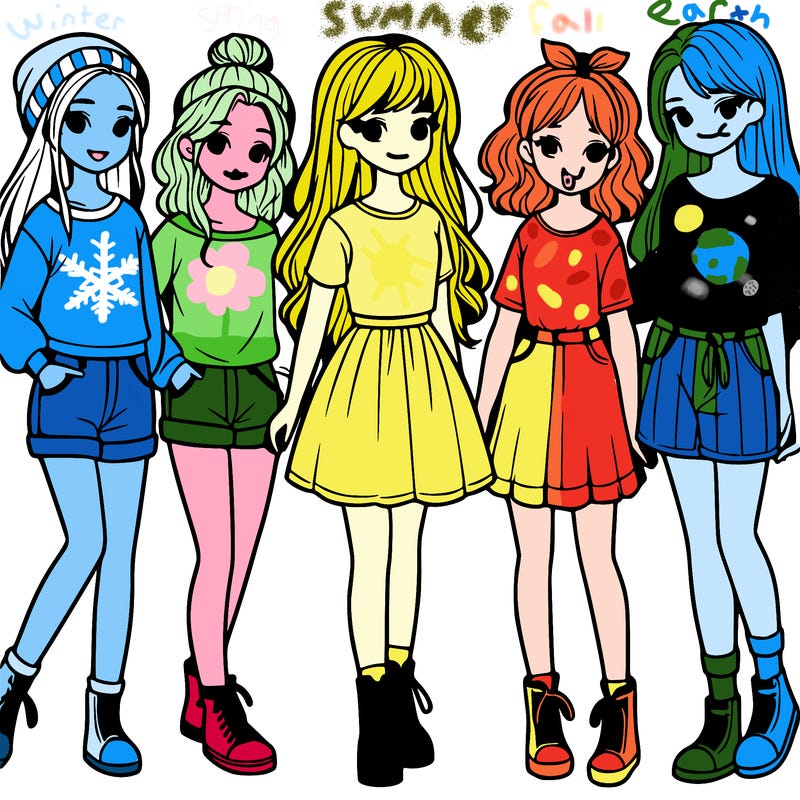 a group of five girls