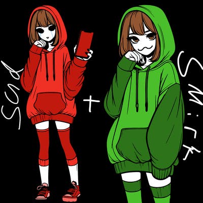 realistic girl who looks tired and is wearing an oversized hoodie and knee high socks and is holding a phone