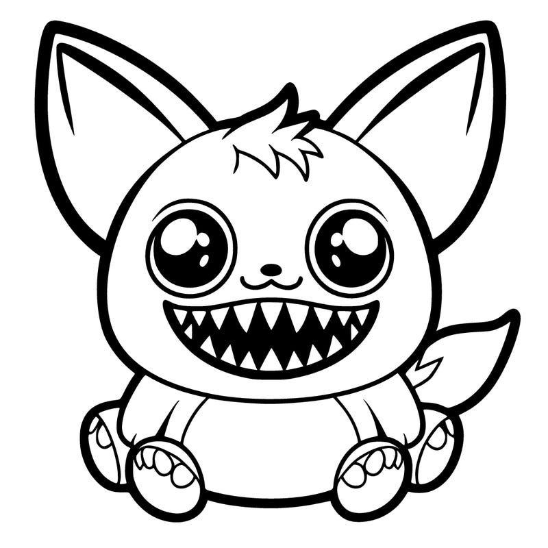 labubu is a plush toy with big sharp teeth and big eyes and big cat like ears