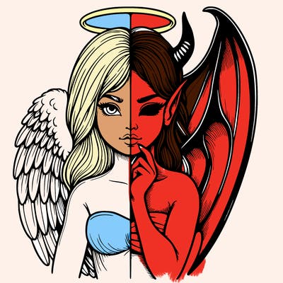 realistic angel half demon