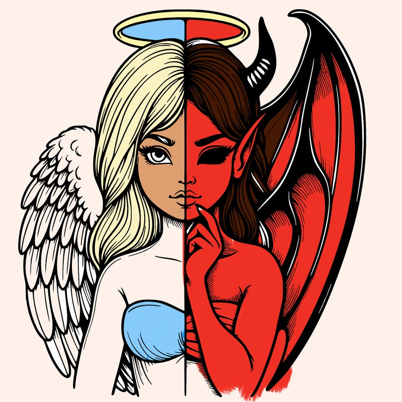 realistic angel half demon