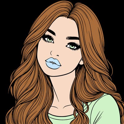 realistic girl with hair on her hair and lips