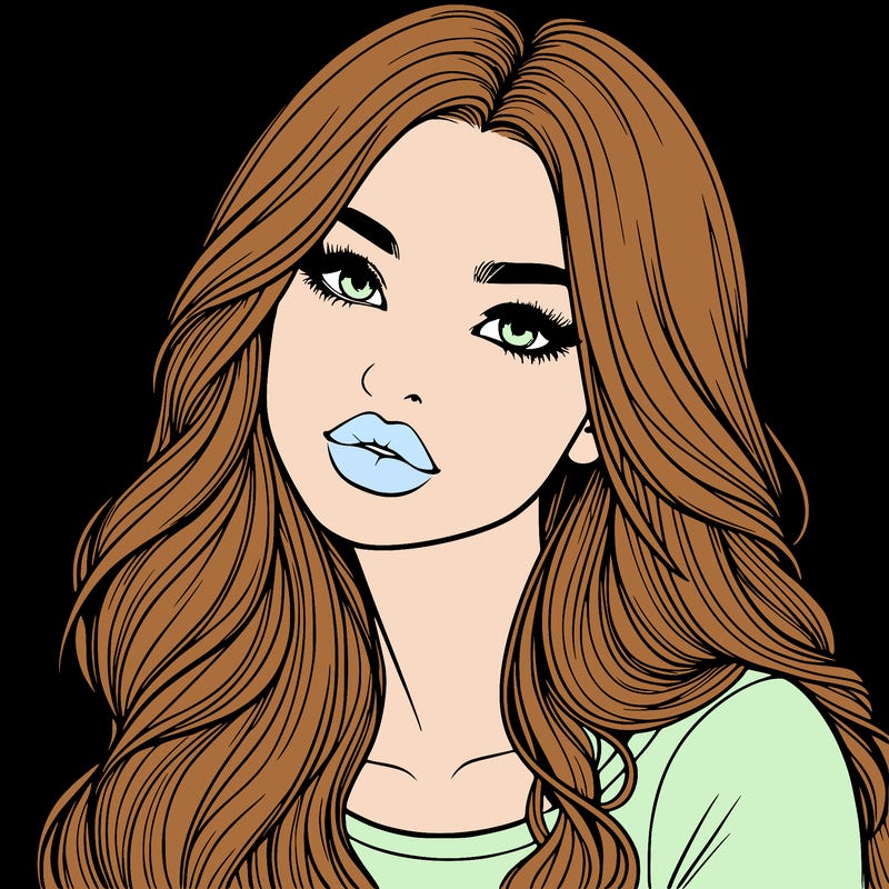 realistic girl with hair on her hair and lips