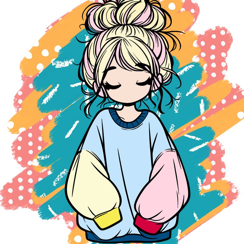 girl with baggy sweatshirt and messy bun
