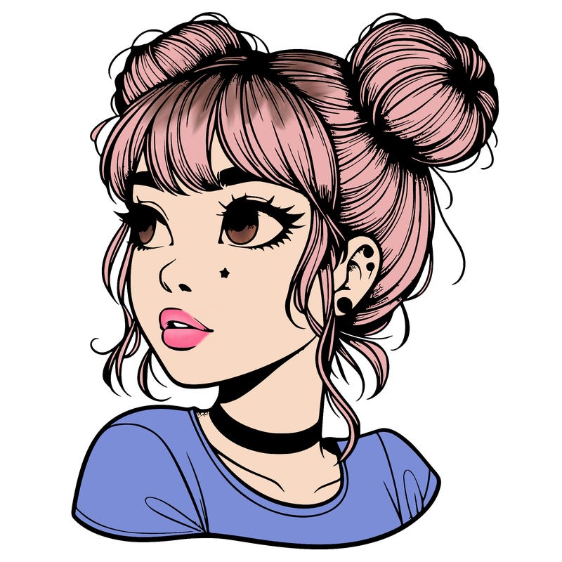 realistic girl with spacebuns