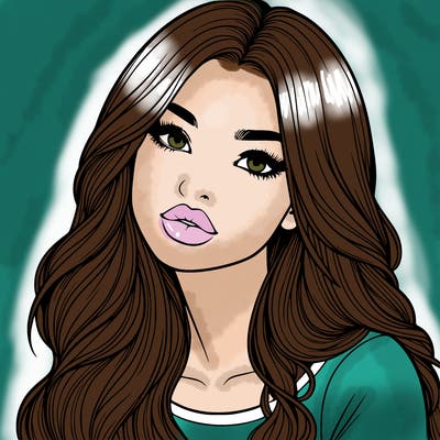 realistic girl with hair on her hair and lips