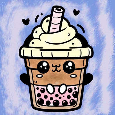 cute boba tea cartoon