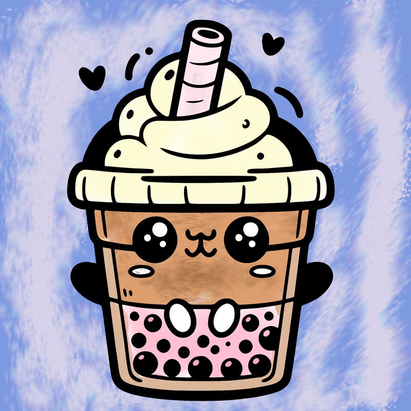 cute boba tea cartoon