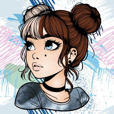 realistic girl with spacebuns