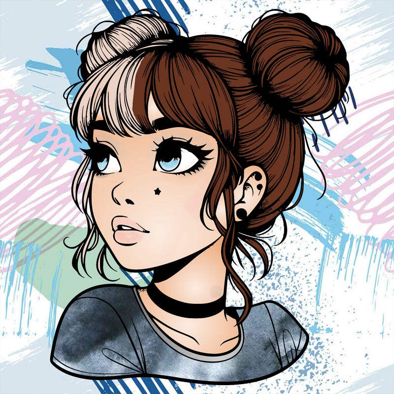 realistic girl with spacebuns