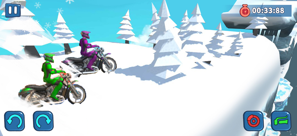 Motocross Bike Racing Game - Dos pilotos de motocross compitiendo en una pista nevada en un nivel de carreras de invierno