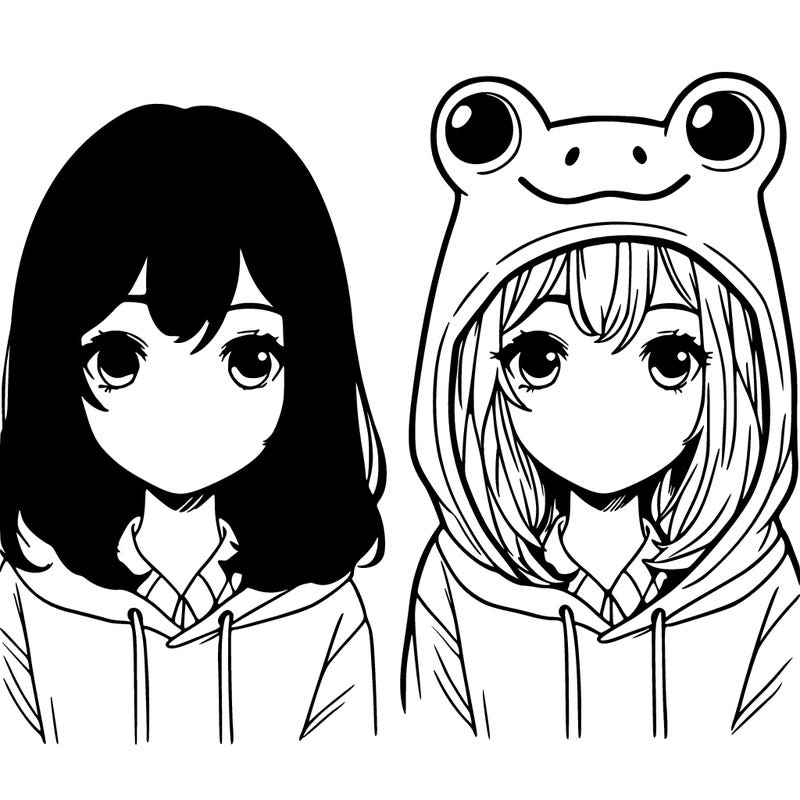 a girl with medium hair and a frog hoodie