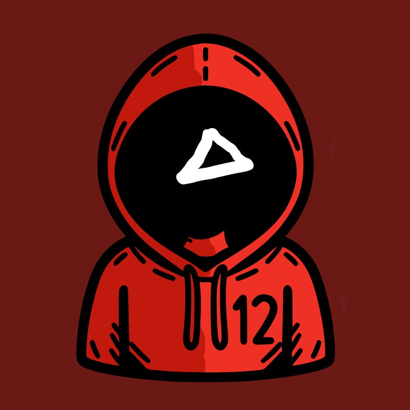 a person with non face waering a hoodie with a small 132 symbol