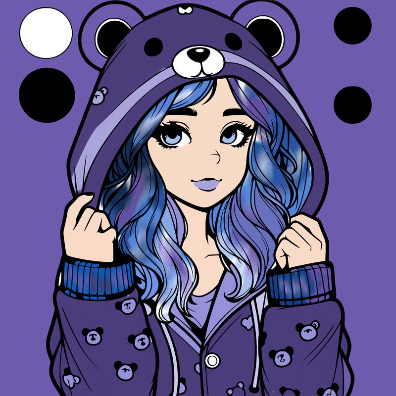 realistic girl in a animal pjs hoodie