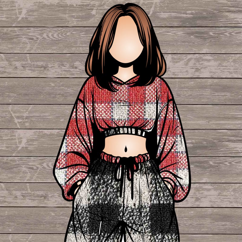 realistic girl faceless with baggy pants and a crop top