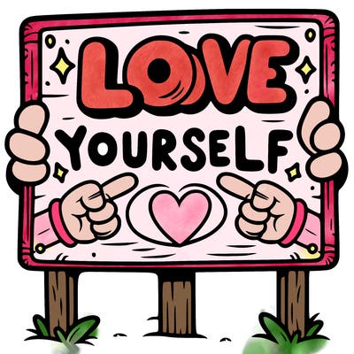 a sign where it is written: love yourself