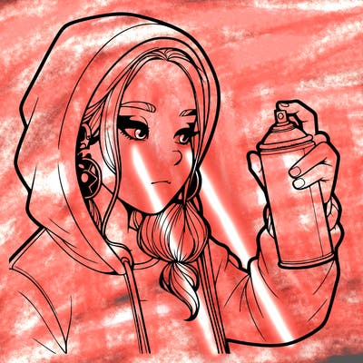 a realistic girl, spray painting