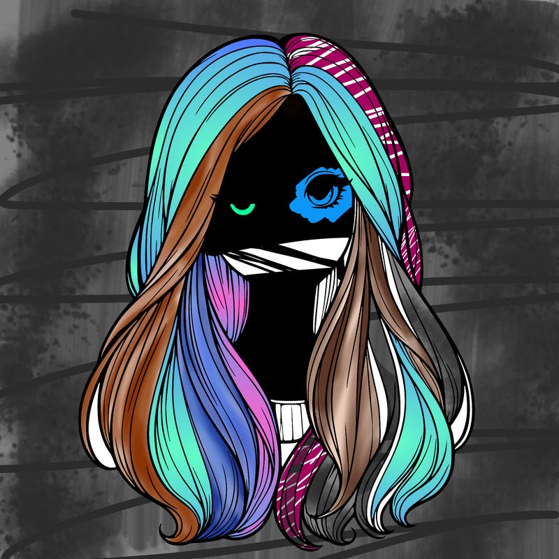 girl with long hair realistic