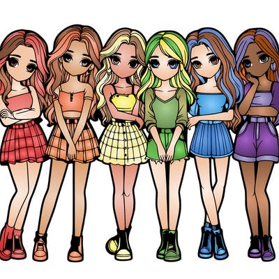 a group of girls realistic