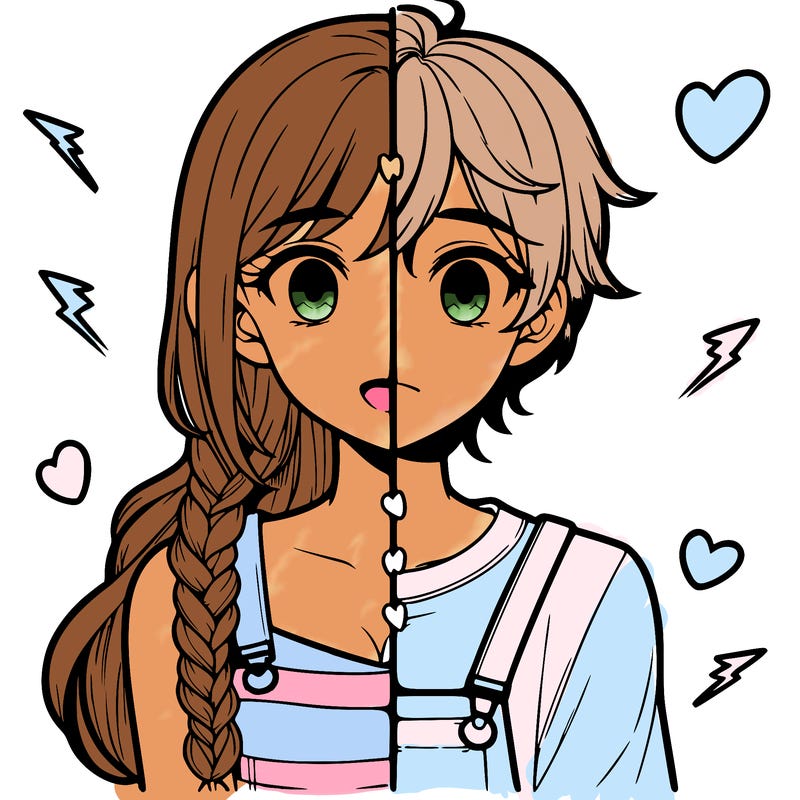 realistic girl boy split