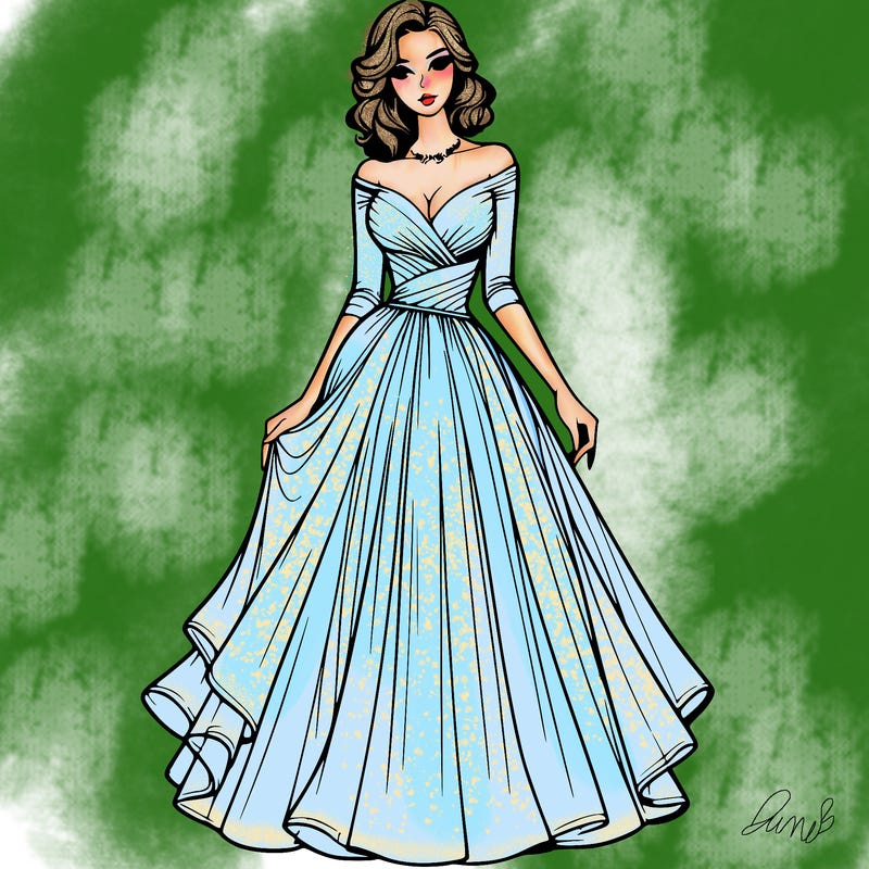 realistic woman in a beautiful dress