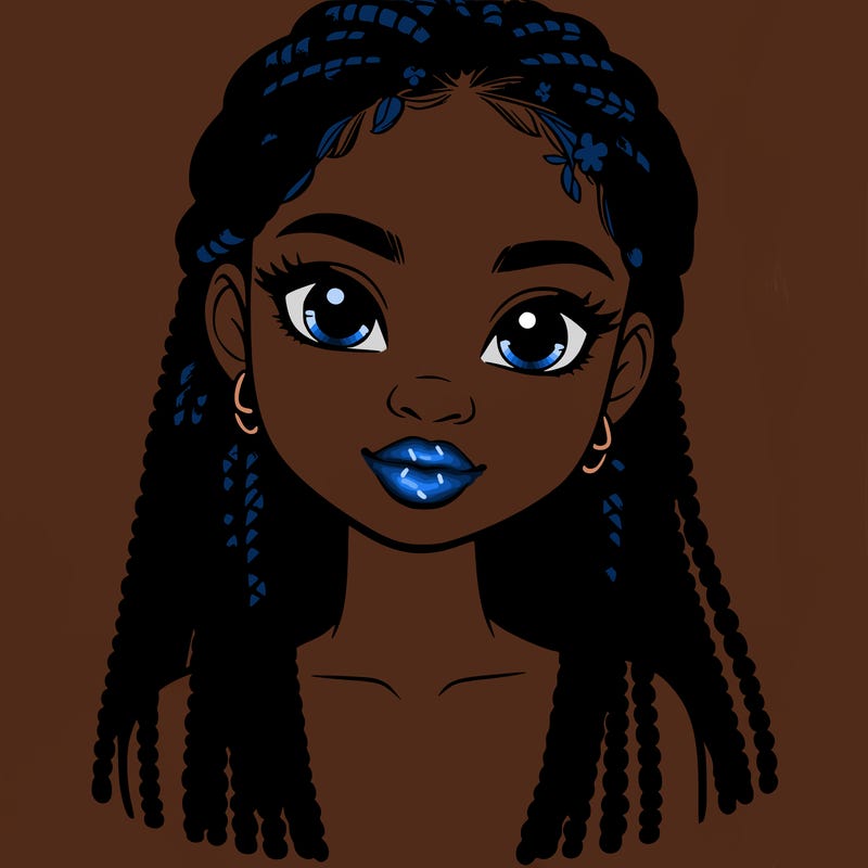 a realistic black girl with braids