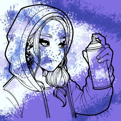 a realistic girl, spray painting