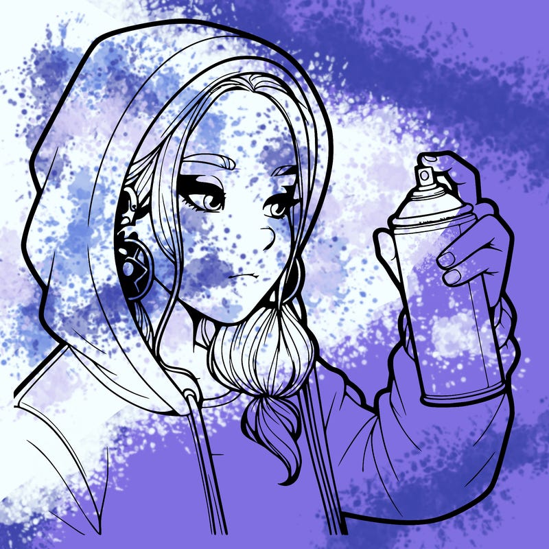 a realistic girl, spray painting