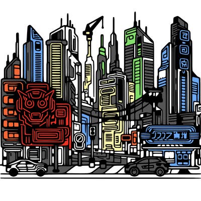 cyberpunk neon cityscape