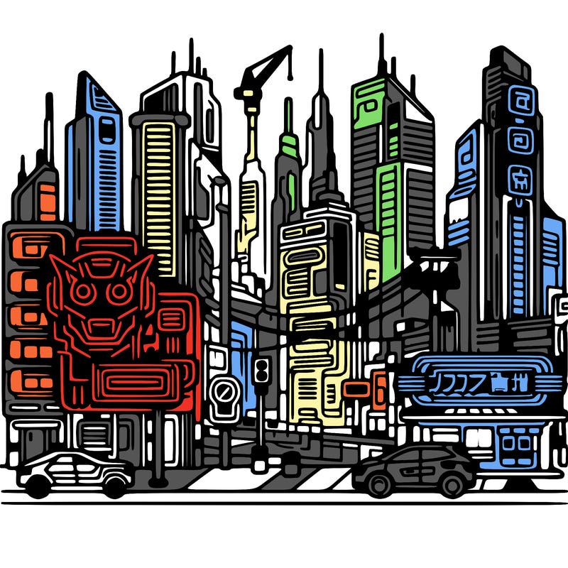 cyberpunk neon cityscape