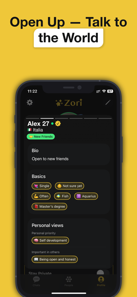 Interracial Dating – 4Meet - A detailed user profile on the 4Meet interracial dating app featuring personal interests and bio