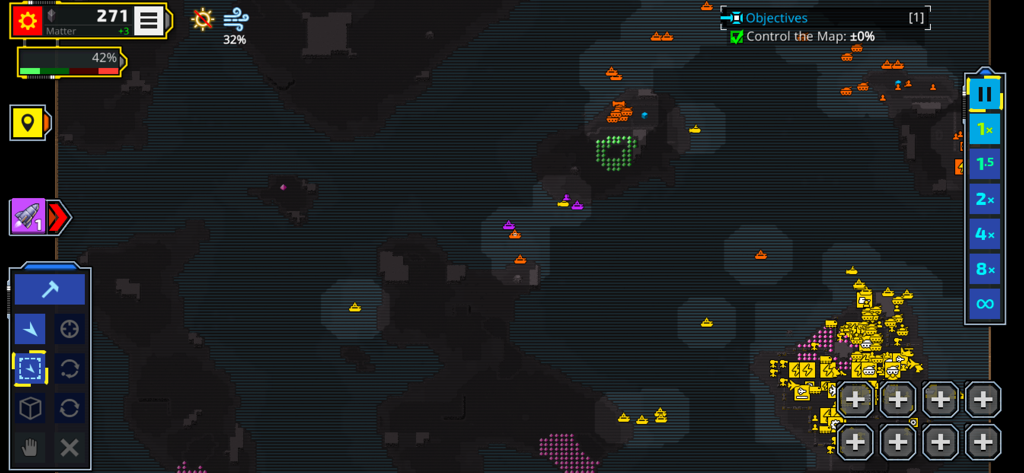 Retro Commander - Top-down view of a post-apocalyptic real-time strategy battle map in Retro Commander.