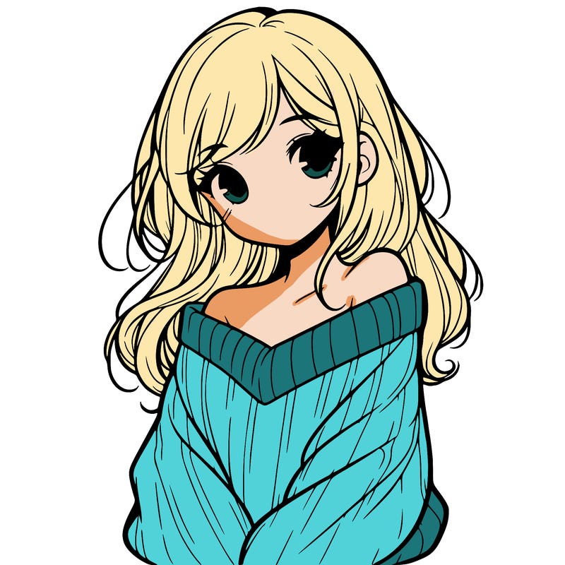 shy pretty girl wearing a sweater that is falling off one shoulder portrait
