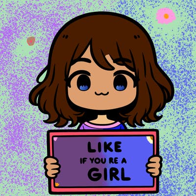 a cute girl holding a sign that says like if you’re a girl