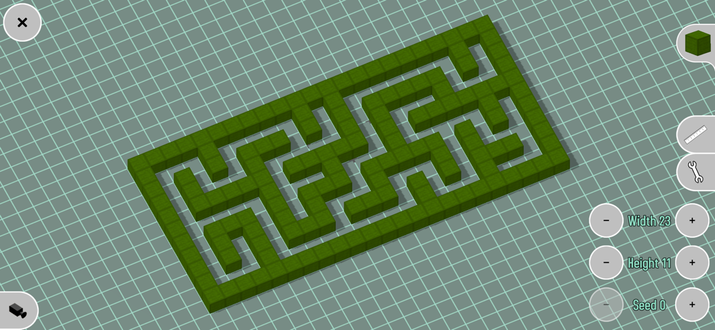 MC Constructor for Minecraft - Interfaz del generador de laberintos de Minecraft con dimensiones personalizadas.