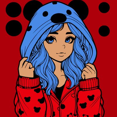 realistic girl in a animal pjs hoodie