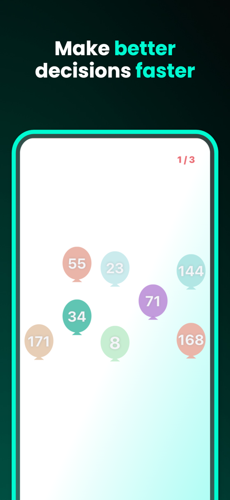 LOGIC Duel: Math Games - Mental math challenge screen with numbered balloons in the LOGIC Duel brain training app