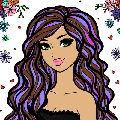 pretty woman with long wavy hair