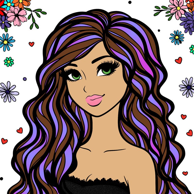 pretty woman with long wavy hair