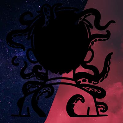 a silhouette of a man with tentacles coming out of the back of his head